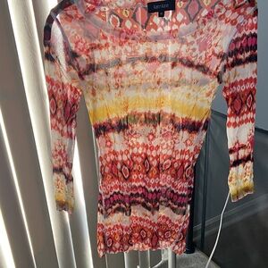 Karen Kane Red and Yellow Patterned Long Sleeve Top